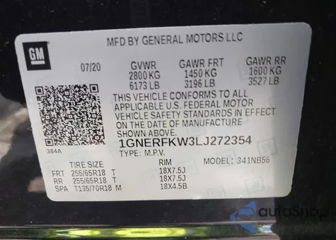 2020 Chevrolet Traverse Fwd Ls из США, поврежденный, VIN 1GNERFKW3LJ272354